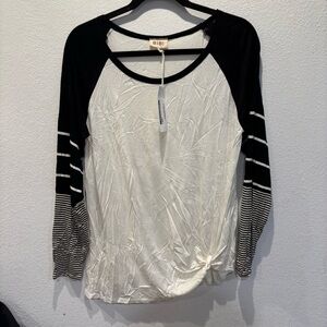 BiBi Black and White Long Sleeve Top NWT